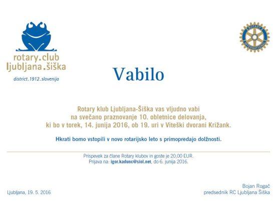 Vabilo RC Sisika 10 let