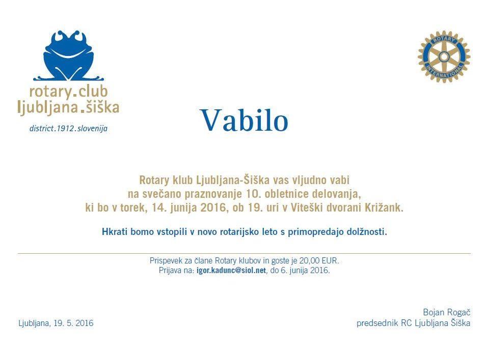 Vabilo RC Sisika 10 let